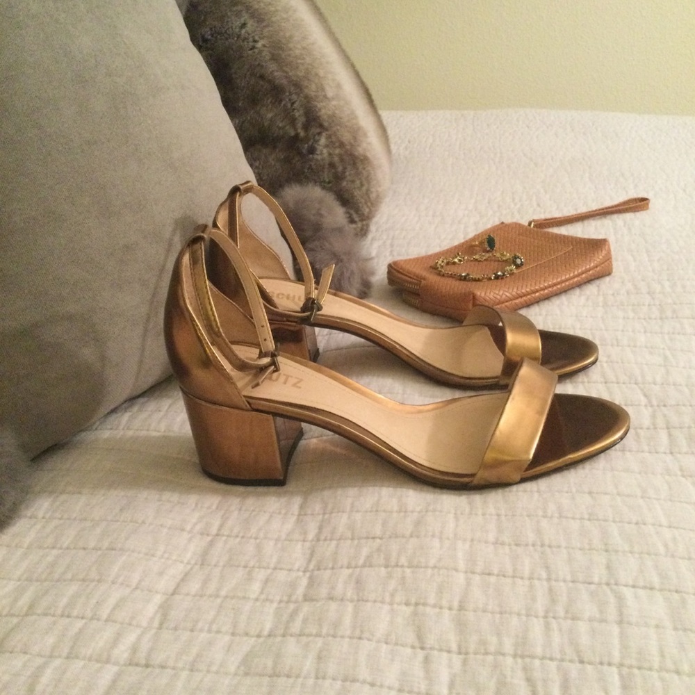 SCHUTZ Chimes bronze Block Heel Sandals 8.5 - Picture 4 of 16